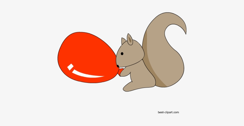 Squirrel Holding A Balloon Clip Art - Clip Art, transparent png