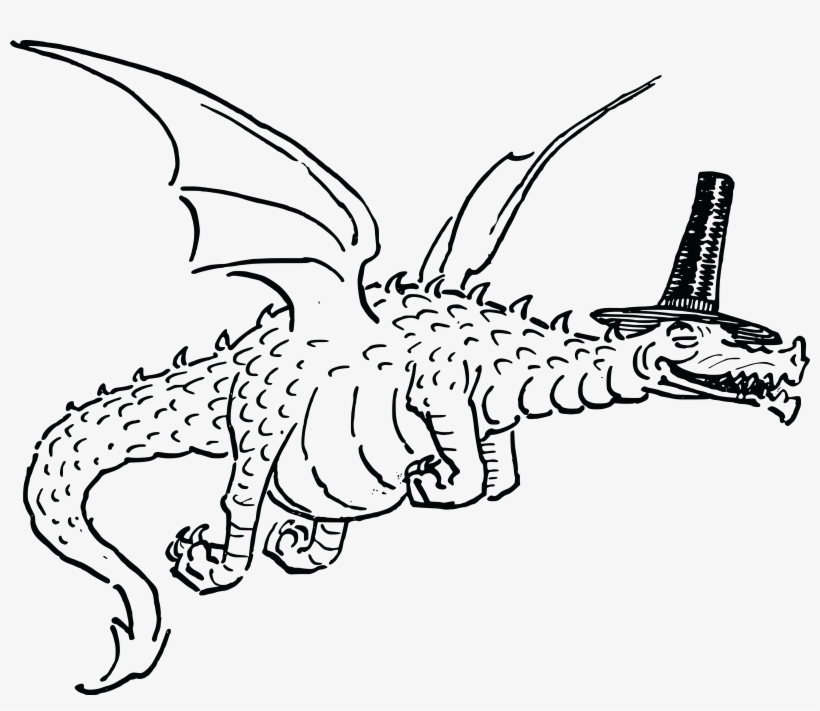 Free Clipart Of A Black And White Dragon - Dragon, transparent png