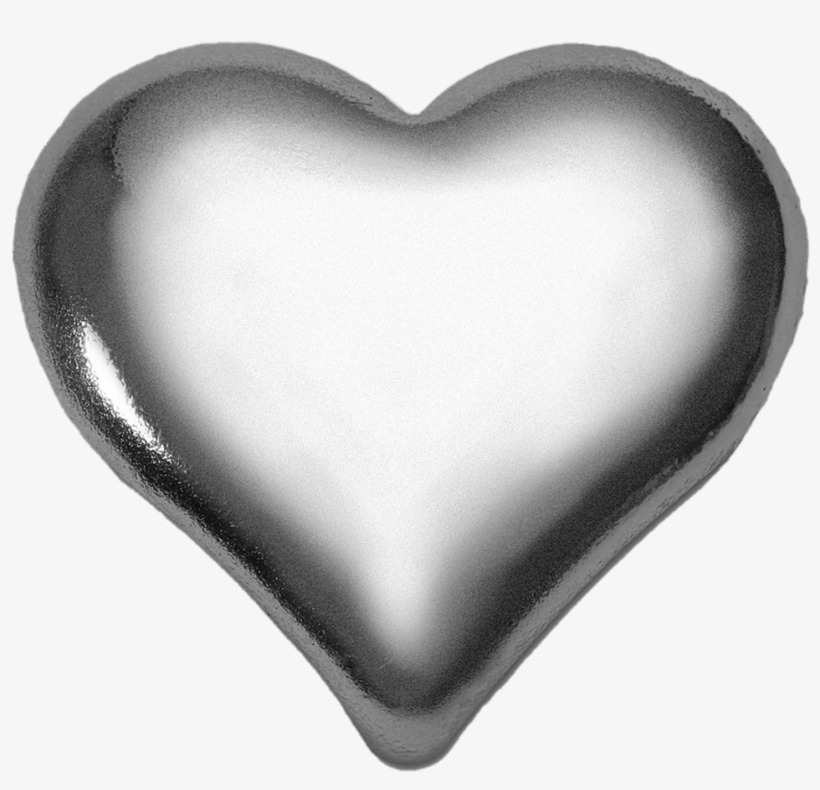 3d Heart Silver Metal Metallic Love - Silver, transparent png