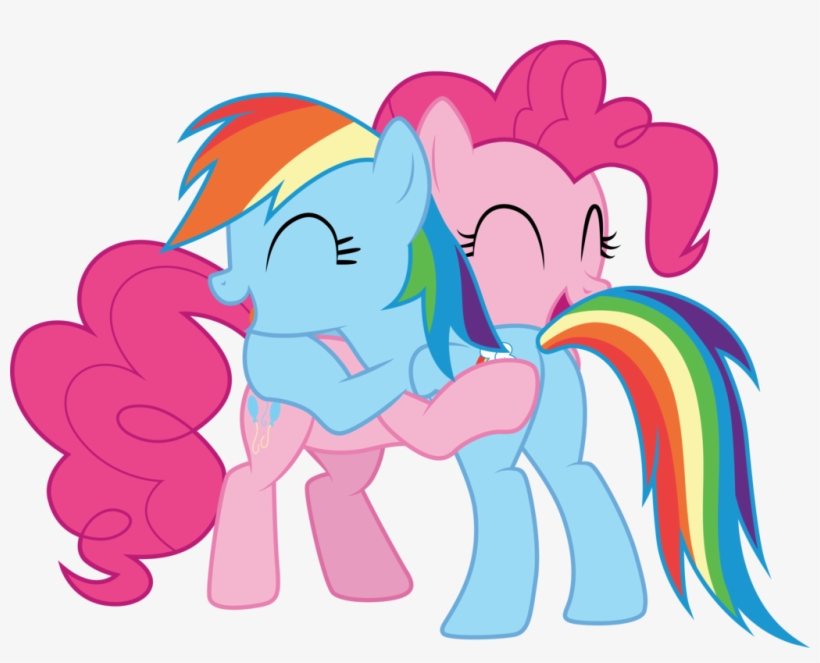 Pinkie Pie And Hugging By Cloudyglow On - Pinkie Pie Hugging Rainbow Dash, transparent png