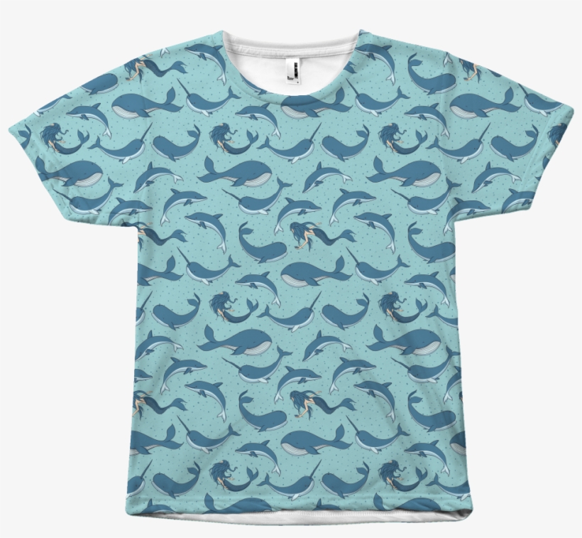 Blue Whale Mermaid Shirt All Over T-shirt - Mermaid Beach, Queensland, transparent png
