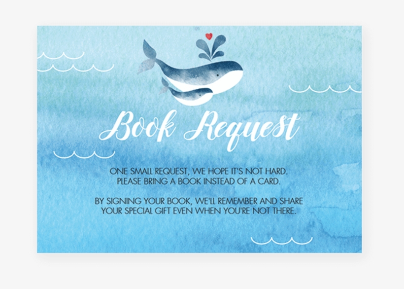 Blue Whale Baby Book Request Card By Littlesizzle - Blue Whale, transparent png