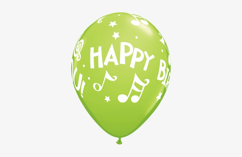 Bouquet Of 7 Latex Mn Hpy Bday Lime Green Balloon - Qualatex 11 Inch Assorted Latex Balloon - Music Notes, transparent png