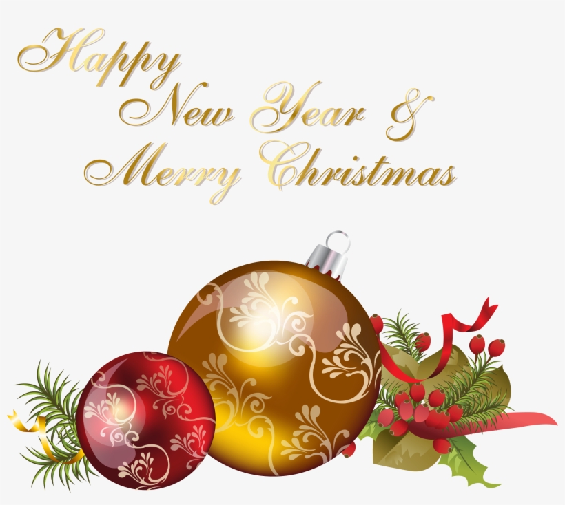 Happy New Year And Merry Christmas - Ball Ornament Christmas Png, transparent png