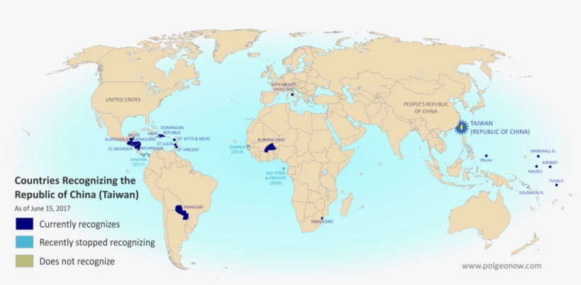 Map Of Who Recognizes Taiwan In June - Countries That Recognize Taiwan Map, transparent png