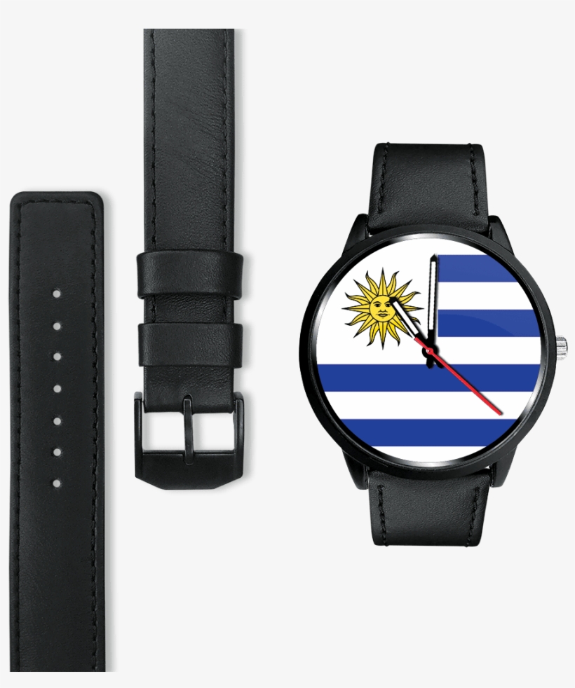 Men / Black Leather Uruguay Watch 'pride' - Watch, transparent png