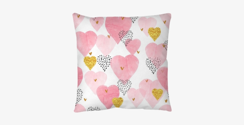 Pink Watercolor Hearts Pattern - Watercolor Painting, transparent png