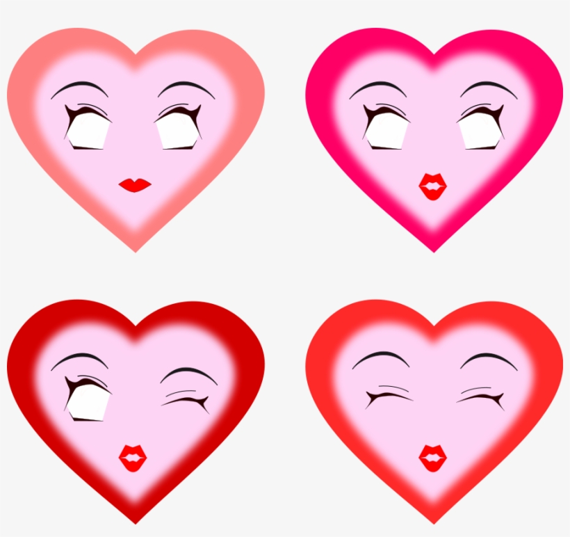 Cartoon Hearts With Faces, transparent png