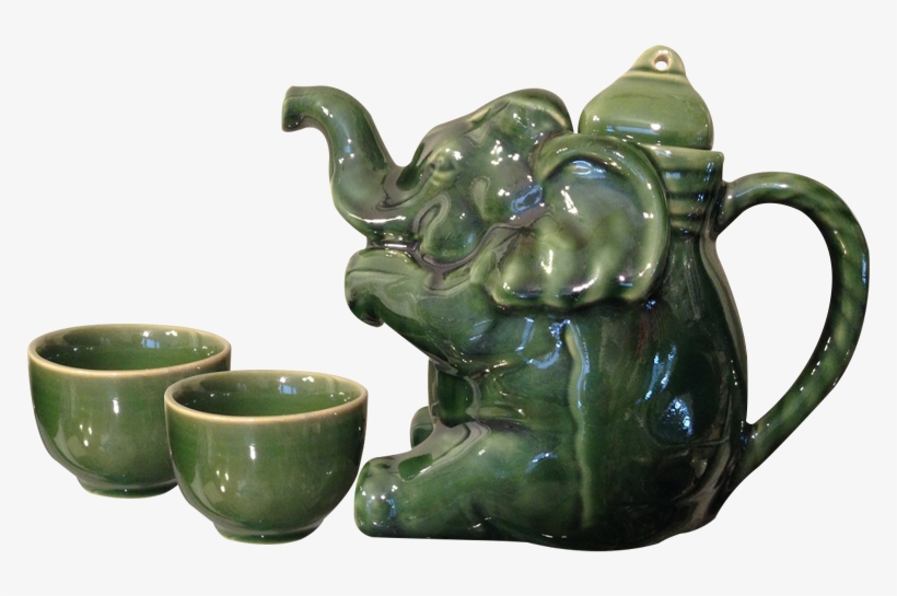 Cv1dg Dark Green Elephant Tea Set Ceramic 800x800 PNG Download
