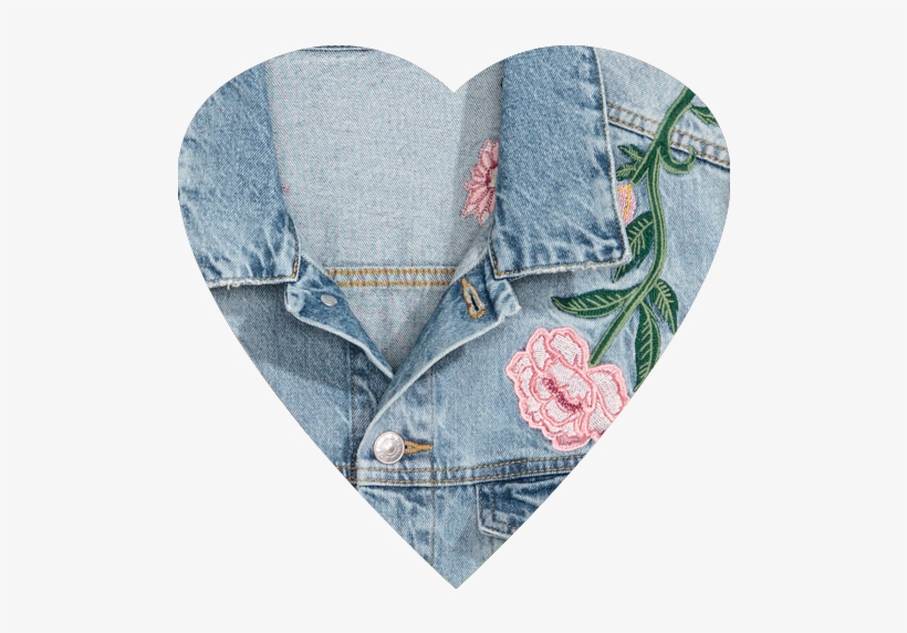 Embroidered Denim Jacket - Denim, transparent png