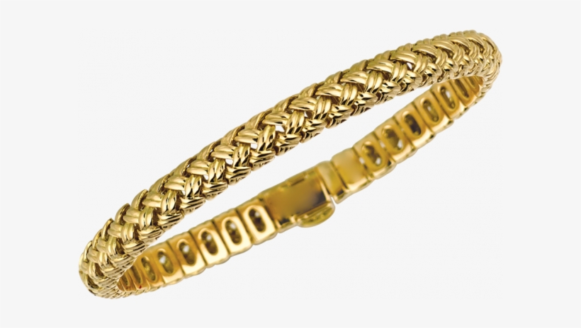 18kt Yellow Gold Vannerie Flexible Bracelet, transparent png