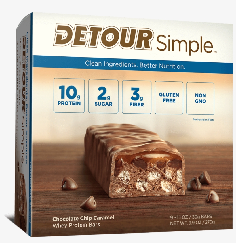 Chocolate Chip Caramel - Detour Simple Bar, Salted Caramel Cookie Dough, 9 Count, transparent png