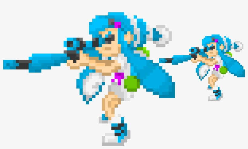 Light Blue Inkling Sniper - Pixel Art, transparent png