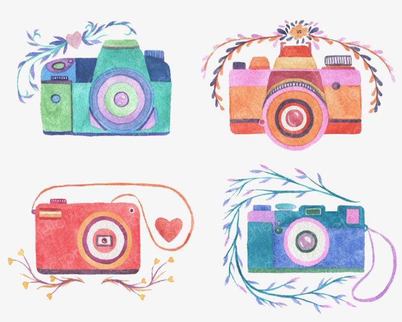Camera Watercolor Painting Photography Drawing - Camaras Fotograficas Con Diseño, transparent png