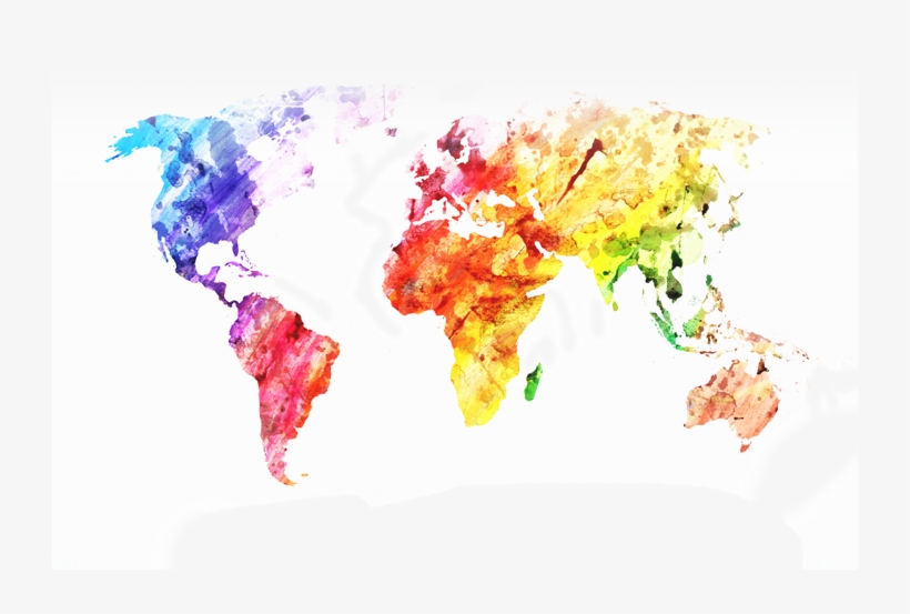 Longer Life Healthcare - World Map Watercolor Mural, transparent png