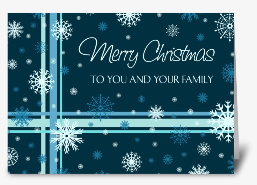 Merry Christmas Teal White Snowflakes Greeting Card - Greeting Card, transparent png