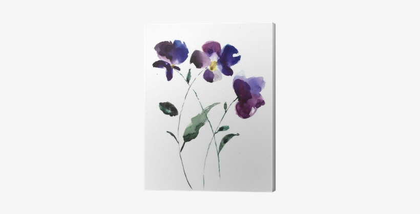 Watercolor Illustration Of Violet Flowers Canvas Print - Violet Flower Watercolor Tattoo, transparent png