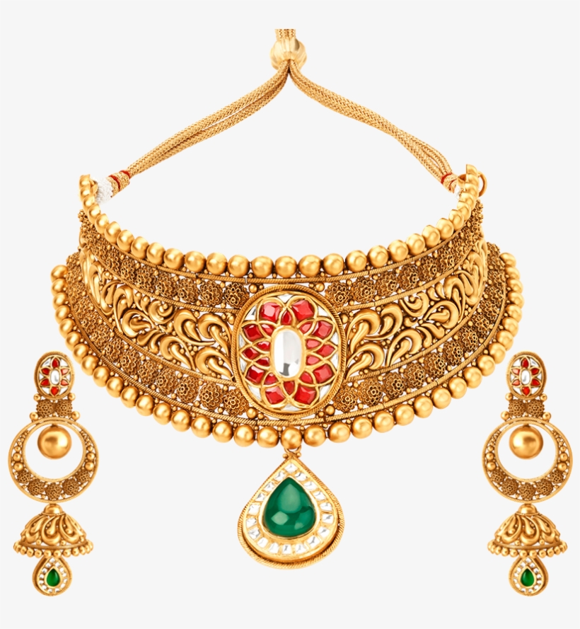 Necklace Jewellery Set Png Image - Gold Jewellery Set Png, transparent png