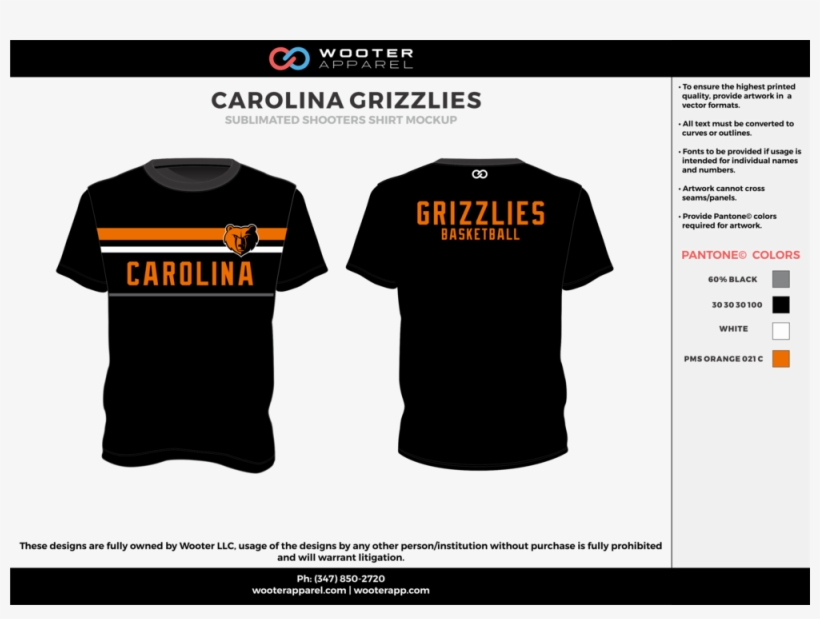 Carolina Grizzlies Black Gray Orange White Custom Design - Pantone 871c T Shirt, transparent png