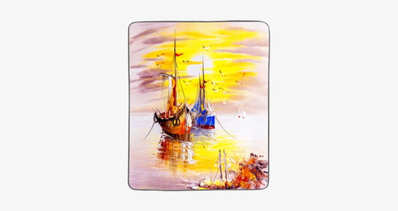 Boats Oil Painting Pixel Fleece Blanket Pixel Fleece- - Top Carpenter Venice Italy Passport Holder Case Leather, transparent png