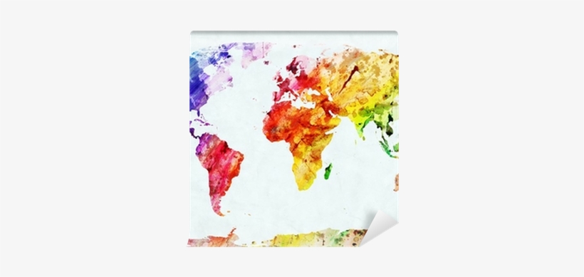In Travel Contemporary Teenagers Room Wall Murals - Watercolor Map Of World Mural, transparent png