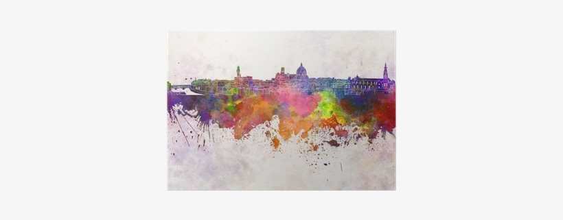 Florence Skyline In Watercolor Background Poster • - Florence Skyline Drawing, transparent png