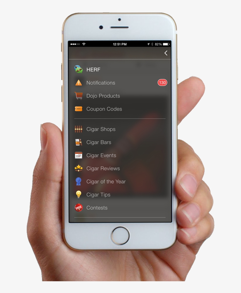 Hand Holding Iphone 6 Gold With Cigar Dojo App - - Xiaomi Yi Dome Camera 1080p, transparent png