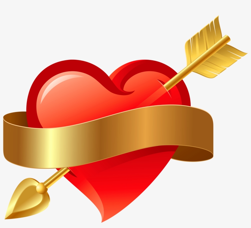 Clip Black And White Download Heart And Arrow Clipart - Red Heart With Arrow, transparent png