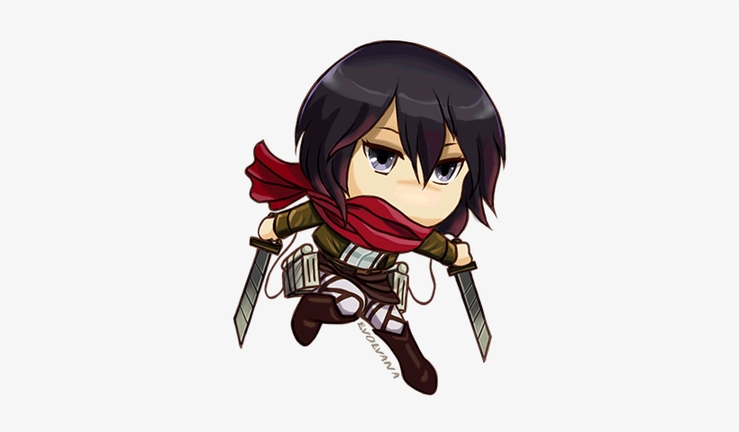 Banner Black And White Download Chibi By Evolvana On - Mikasa Chibi, transparent png