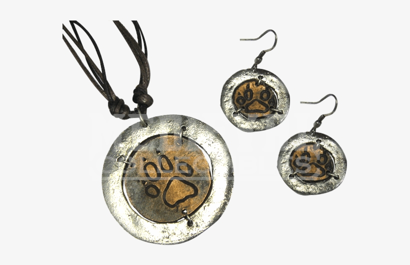 Silver And Copper Bear Paw Jewelry Set - Locket, transparent png