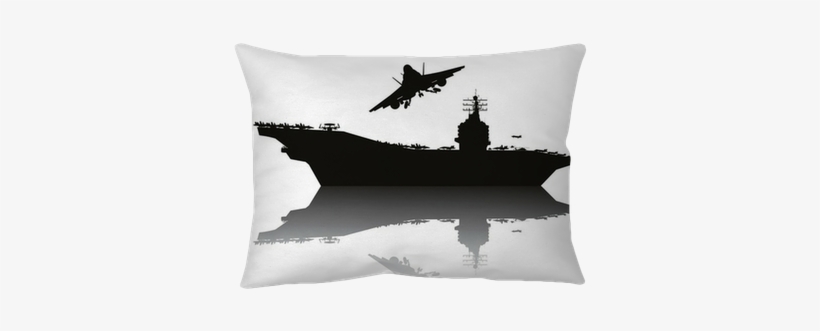 Aircraft Carrier And Flying Aircraft Detailed Silhouettes - Aircraft Carrier Silhouette 3d, transparent png
