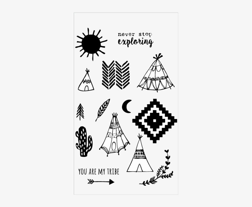 20132 Never Stop Exploring Teepee Set - Flora & Fauna Clear Stamp Set - Never Stop Exploring, transparent png