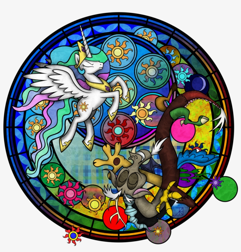 Akili-amethyst, Discord, Dive To The Heart, Kingdom - My Little Pony Stained Glass Discord, transparent png