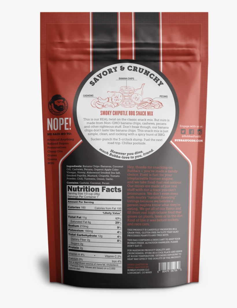Smokey Chipotle Bbq Snack Mix - Bubbas Fine Foods Chipotle Honey Bbq Snack Mix, transparent png
