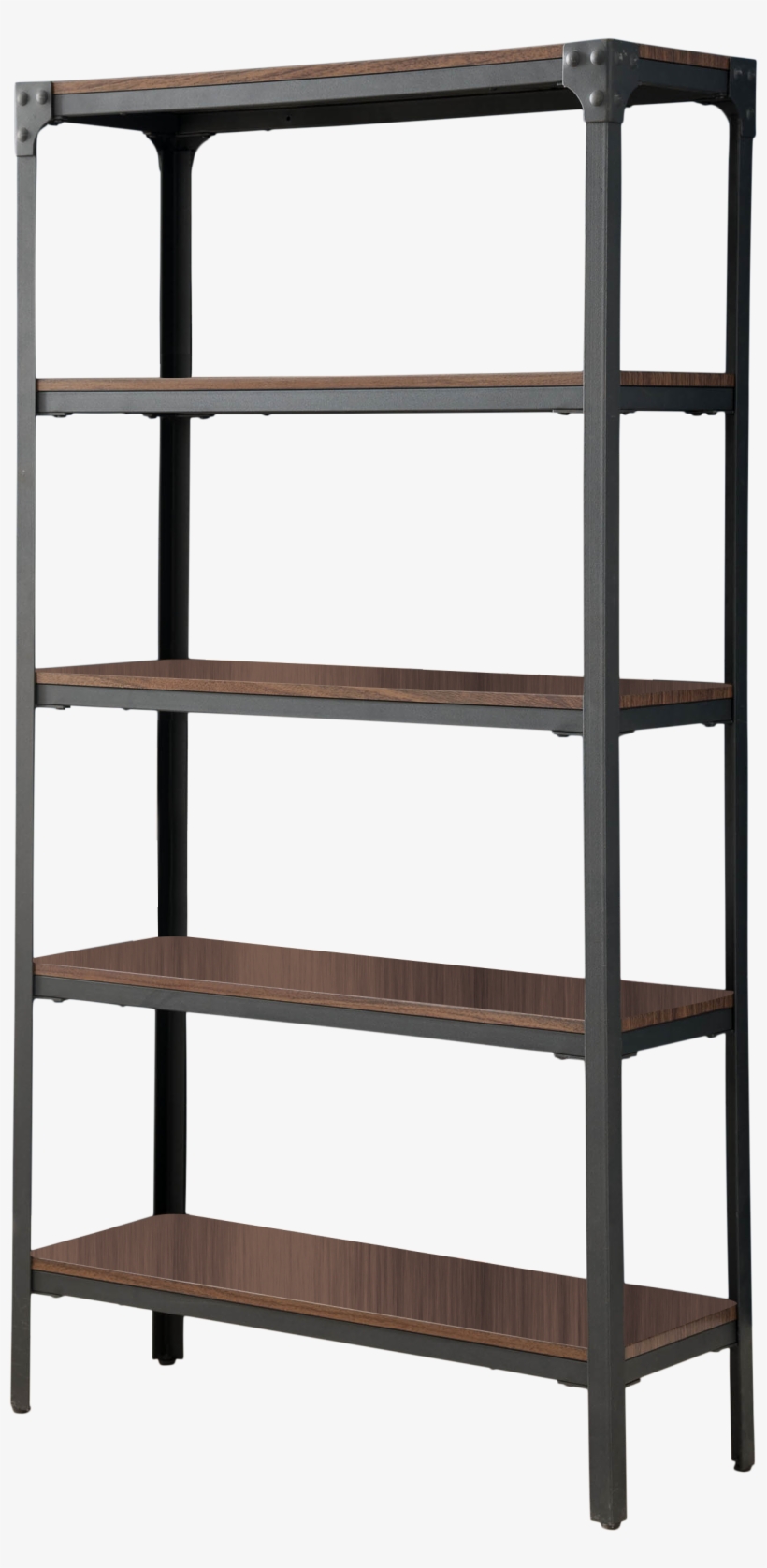 Walnut Wood & Black Metal Frame Contemporary 5 Tier - Ikea Bror, transparent png
