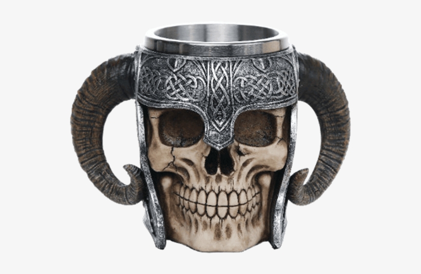 Skull Helmet Png - Viking Skull Of Valhalla Warrior Mug Tankard 13oz,, transparent png
