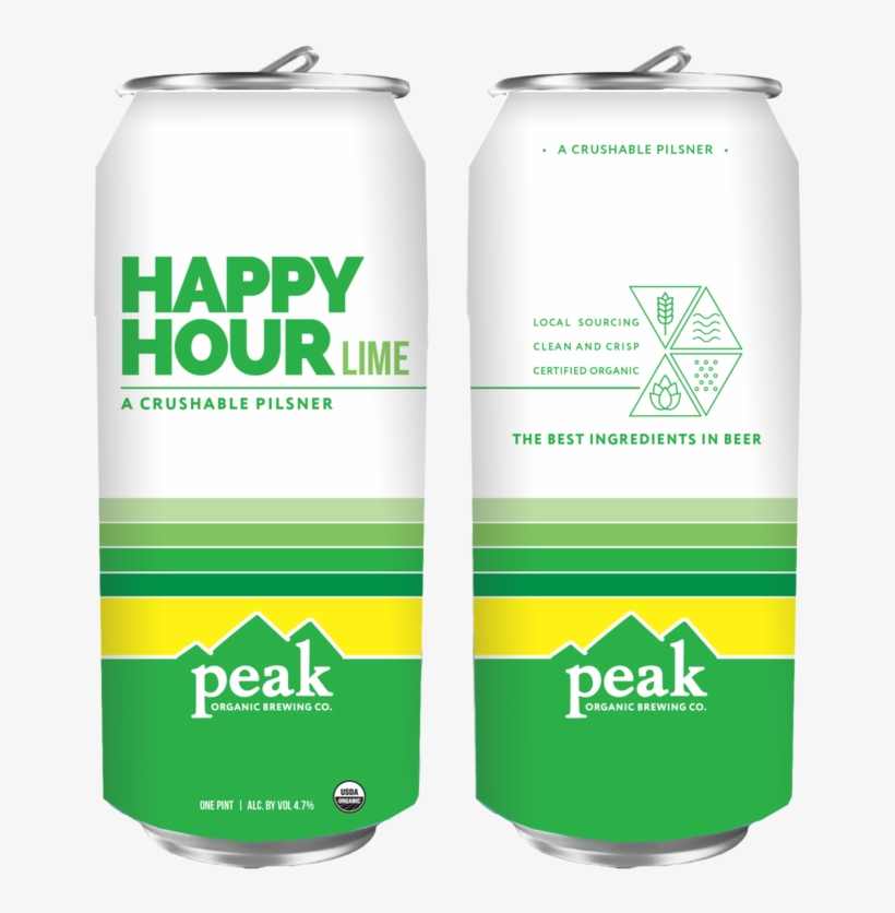 Happyhour Lime 16oz Can Mockup - Peak Organic Happy Hour Lime, transparent png