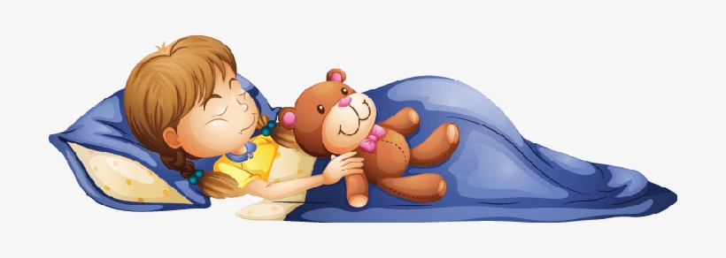 Young Girl Sleeping With A Toy - Sleeping Girl Clipart Png, transparent png