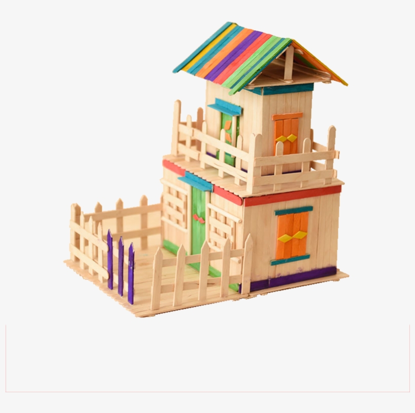 Popsicle Stick Diy Handmade House Material Ice Cream - House, transparent png