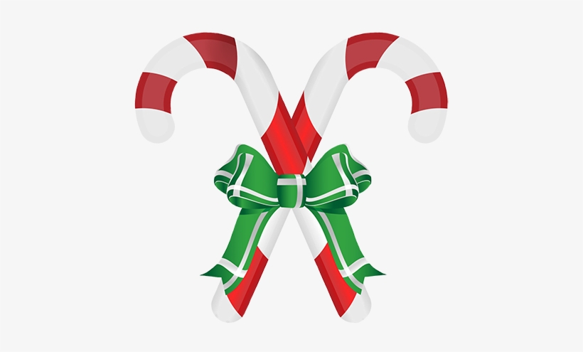 Candy Cane Ribbon And Bow Clipart - Candy Cane With Ribbon, transparent png