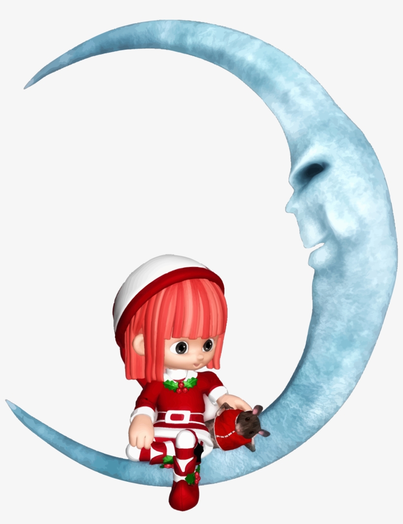 This Free Icons Png Design Of Elf Sitting On Crescent, transparent png