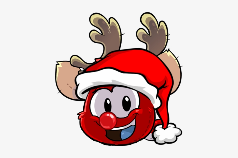 The Puffle Planet Reindeer 2 Red Nose - Club Penguin Christmas Puffle, transparent png