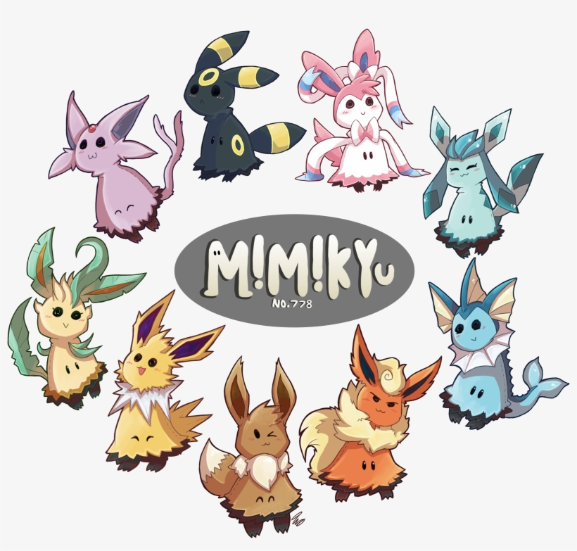 Mimikyu And The Eeveelutions By Lazyninjartist On Deviantart, transparent png