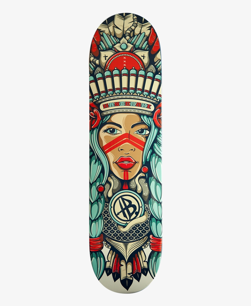 Pocahontas Indian Girl Skateboard Deck - Handbrake Design - 330x1000 ...