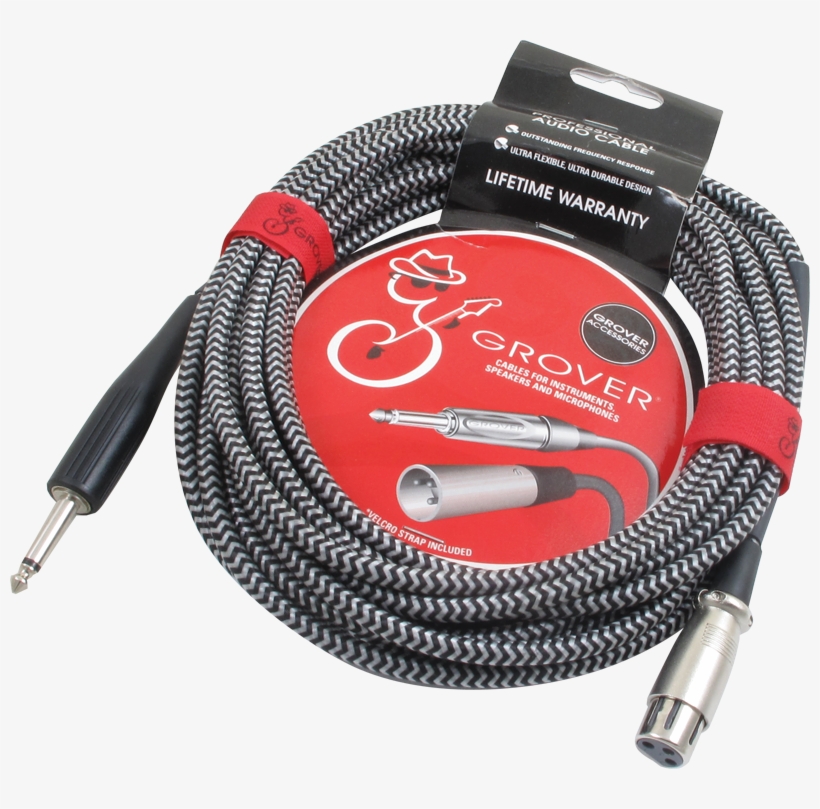 Grover Gp425 Microphone Cable, 25', Xlr To 1/4', - Grover Xlr Female To Male Cable Braided 25ft Gp-425, transparent png