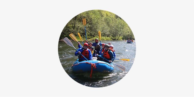Six Helmeted Whitewater Rafters And Their Guide Lift - Rafting, transparent png
