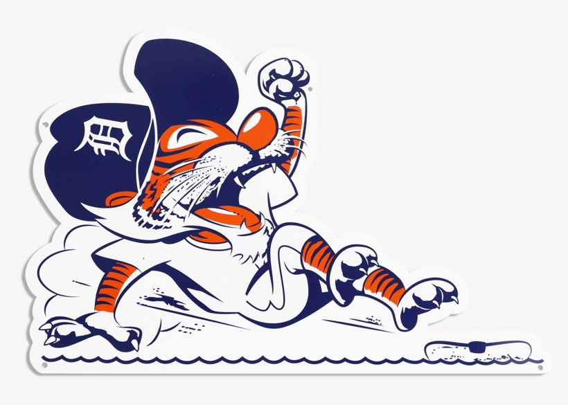 Detroit Tigers Sliding Kitty 12" Steel Sign, Blue, transparent png