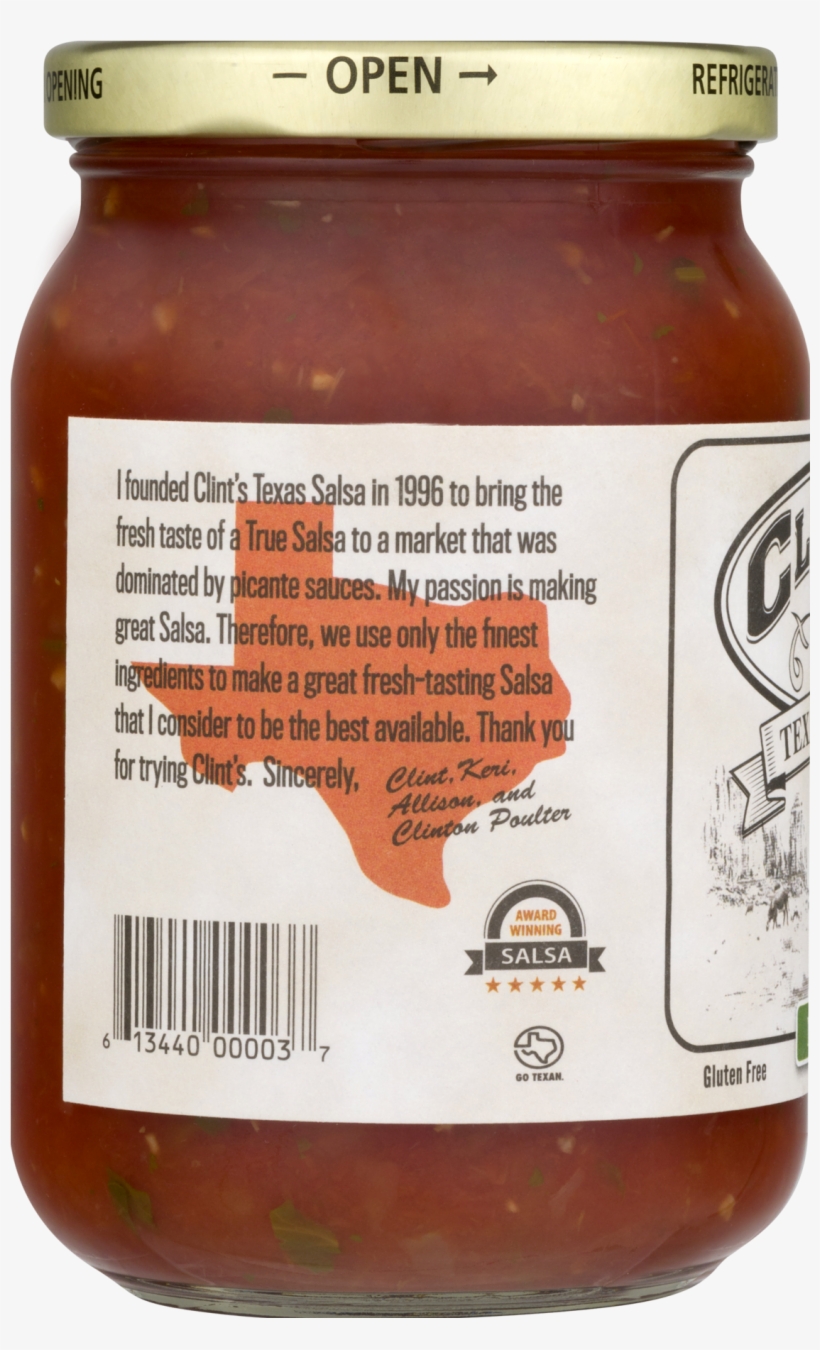 Clint's Texas Salsa, Medium - 16 Oz Jar, transparent png