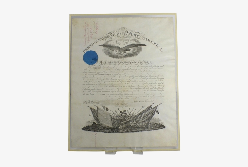 Historic Documents - Abraham Lincoln Autographed 15x19.5 1864 Civil War, transparent png