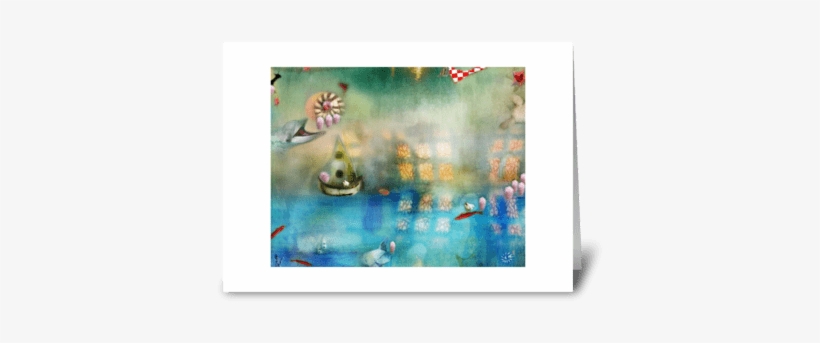 Blue Sea Greeting Card - Poster: Karendivine's Conceptual Ocean Scene With Boat, transparent png
